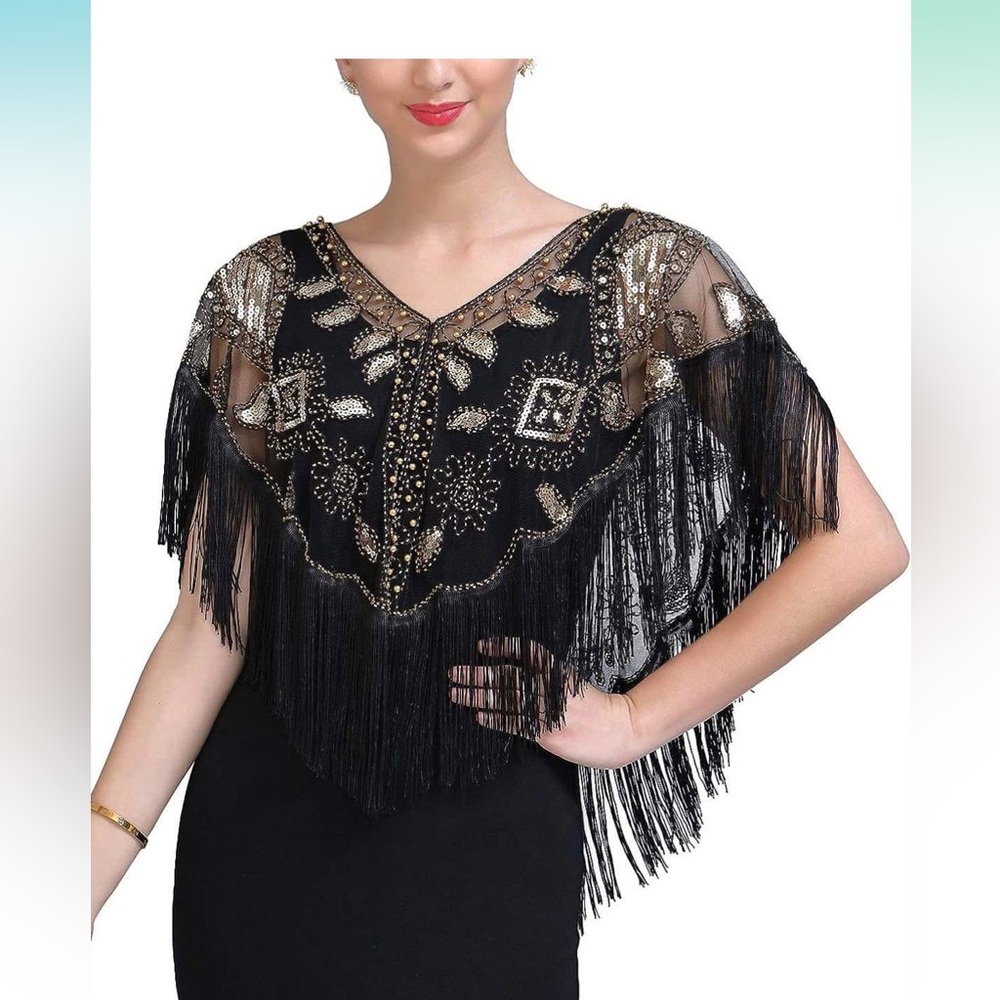 ROSEELF Women's Beaded Shawl Wraps with Fringe for Evening Dresses
SIZE:ONE SIZE